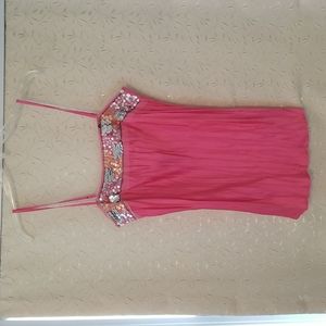 Hot Pink, Pleated Camisole Top with Sequin Trim
